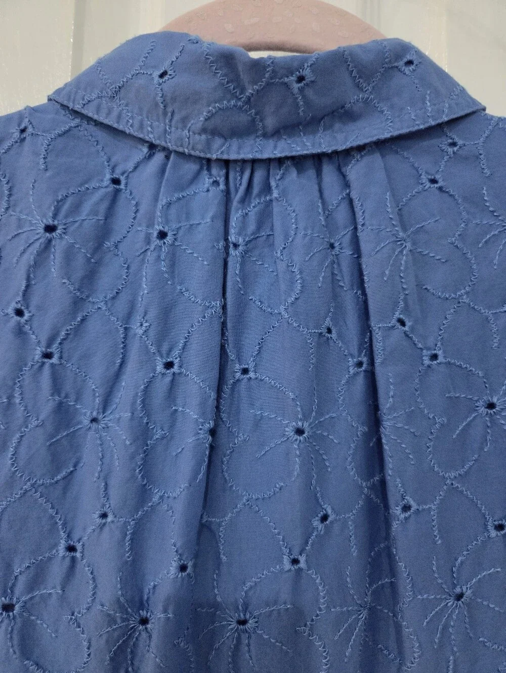 J Crew Blue Eyelet L/S Dress Sz 00